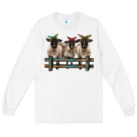 White 3 sheeps suffolk ewe with bandanas and fence Long Sleeve Tee - BarkalooDesign