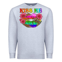 Heather Grey lgbtq kiss me Premium Sweatshirt - HRA Design Shop