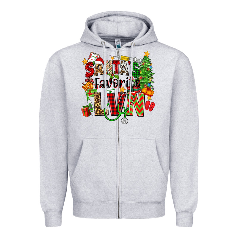 Santa's Favorite Lvn Zipper Hoodie by Zillion Design Studio | Teevron