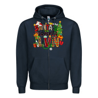 Navy santa's favorite lvn Zipper Hoodie - Zillion Design Studio