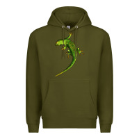 Army Green Green Lizard Illustrations Premium Hoodie - LillyAllenDesigns