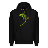 Black Green Lizard Illustrations Premium Hoodie - LillyAllenDesigns
