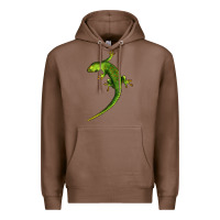 Chestnut Green Lizard Illustrations Premium Hoodie - LillyAllenDesigns