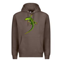 Coffee Green Lizard Illustrations Premium Hoodie - LillyAllenDesigns