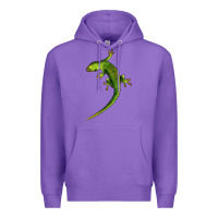 Purple Green Lizard Illustrations Premium Hoodie - LillyAllenDesigns