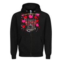 Black Valentine's day  pitbull Zipper Hoodie - RanaPortraitStore