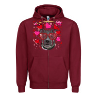 Burgundy Valentine's day  pitbull Zipper Hoodie - RanaPortraitStore