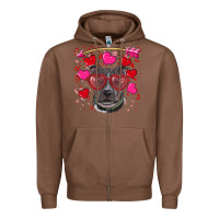 Chestnut Valentine's day  pitbull Zipper Hoodie - RanaPortraitStore