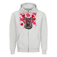 Dove Grey Valentine's day  pitbull Zipper Hoodie - RanaPortraitStore
