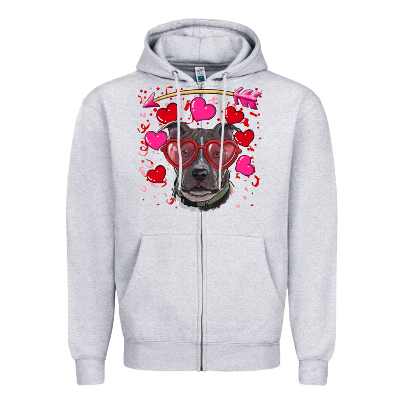 Valentine's Day  Pitbull Zipper Hoodie by RanaPortraitStore | Teevron