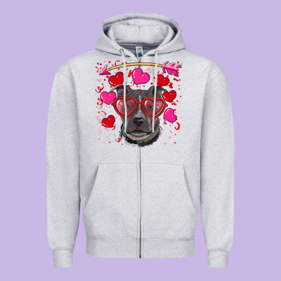 Zipper Hoodie Valentine's day  pitbull