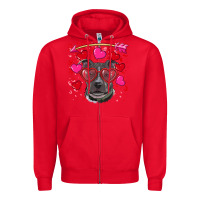Red Valentine's day  pitbull Zipper Hoodie - RanaPortraitStore