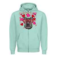 Seafoam Valentine's day  pitbull Zipper Hoodie - RanaPortraitStore
