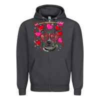 Smoke Valentine's day  pitbull Zipper Hoodie - RanaPortraitStore