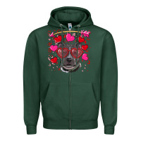 Sports Green Valentine's day  pitbull Zipper Hoodie - RanaPortraitStore