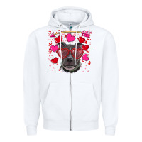 White Valentine's day  pitbull Zipper Hoodie - RanaPortraitStore