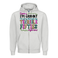 Dove Grey sorry im cranky im going through my terrible fifties right now Zipper Hoodie - texasbilliewilder