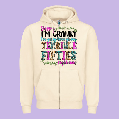 Zipper Hoodie sorry im cranky im going through my terrible fifties right now