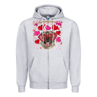 Heather Grey Valentine's day  pug Zipper Hoodie - RanaPortraitStore