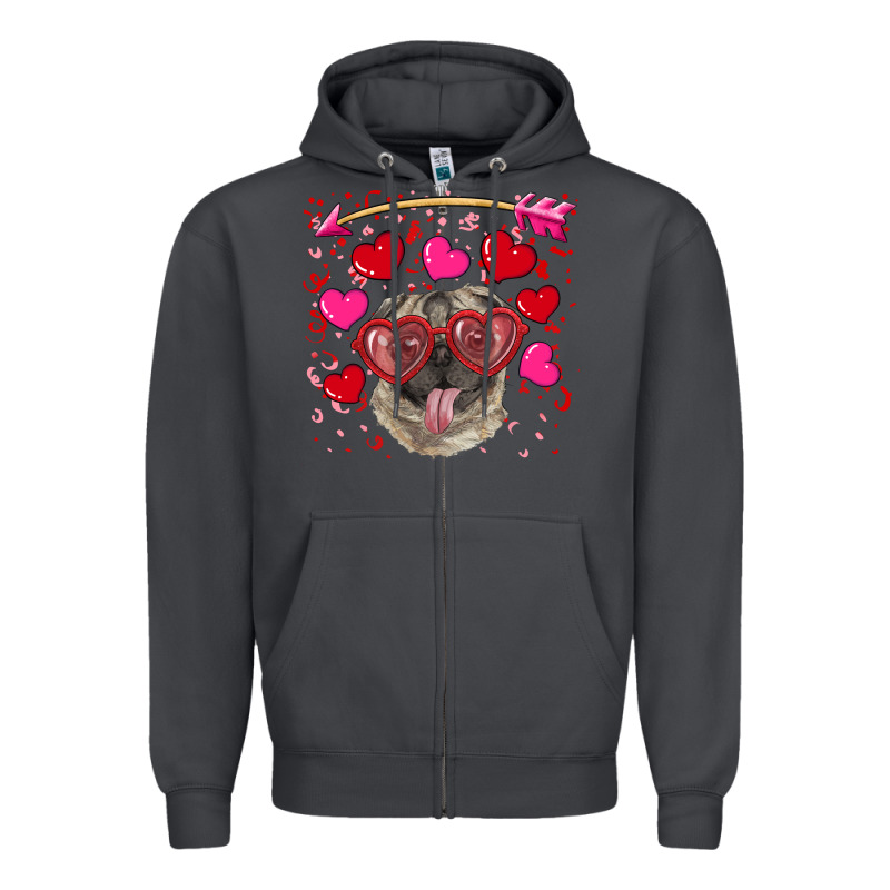 Valentine's Day  Pug Zipper Hoodie by RanaPortraitStore | Teevron