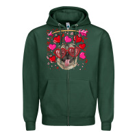 Sports Green Valentine's day  pug Zipper Hoodie - RanaPortraitStore