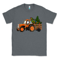 Charcoal Heather Christmas Orange Farm Tractor Classic Tee - RanaPortraitStore