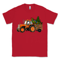Red Christmas Orange Farm Tractor Classic Tee - RanaPortraitStore