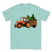 Seafoam Christmas Orange Farm Tractor Classic Tee - RanaPortraitStore
