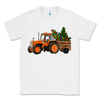 White Christmas Orange Farm Tractor Classic Tee - RanaPortraitStore