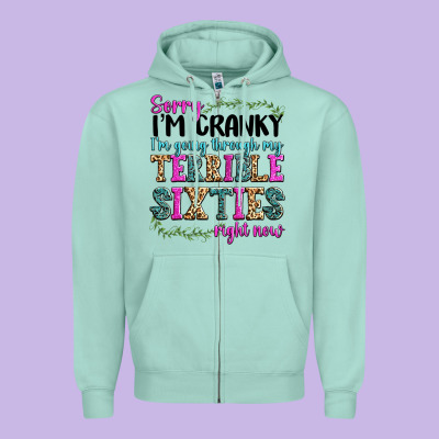 Zipper Hoodie sorry im cranky im going through my terrible sixties right now