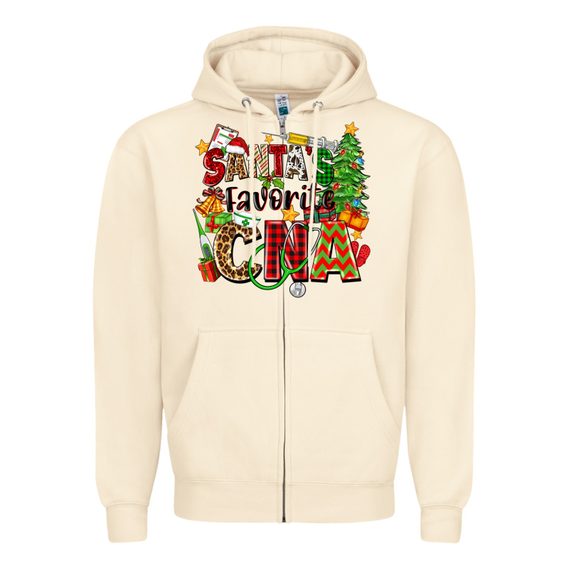 Santa's Favorite Cna Zipper Hoodie by Zillion Design Studio | Teevron