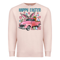 Pale Pink Happy Easter truck Premium Sweatshirt - OliviaCreatesArt