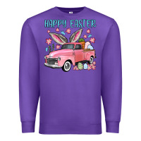 Purple Happy Easter truck Premium Sweatshirt - OliviaCreatesArt