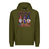 Army Green Chilling with my gnomies with usa Premium Hoodie - NancyCooperArtShop