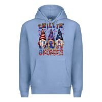 Colony Blue Chilling with my gnomies with usa Premium Hoodie - NancyCooperArtShop
