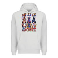 Dove Grey Chilling with my gnomies with usa Premium Hoodie - NancyCooperArtShop