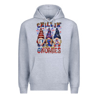 Heather Grey Chilling with my gnomies with usa Premium Hoodie - NancyCooperArtShop