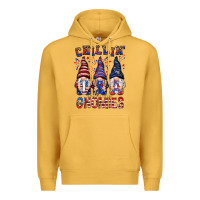 Mustard Chilling with my gnomies with usa Premium Hoodie - NancyCooperArtShop