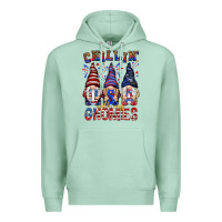 Seafoam Chilling with my gnomies with usa Premium Hoodie - NancyCooperArtShop