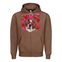 Chestnut valentine's day  saint bernard dog Zipper Hoodie - RanaPortraitStore