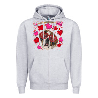 Heather Grey valentine's day  saint bernard dog Zipper Hoodie - RanaPortraitStore