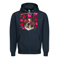 Navy valentine's day  saint bernard dog Zipper Hoodie - RanaPortraitStore