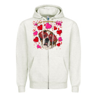 Oatmeal Heather valentine's day  saint bernard dog Zipper Hoodie - RanaPortraitStore