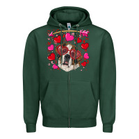 Sports Green valentine's day  saint bernard dog Zipper Hoodie - RanaPortraitStore