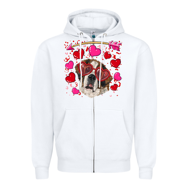Valentine's Day  Saint Bernard Dog Zipper Hoodie by RanaPortraitStore | Teevron