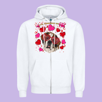 Zipper Hoodie valentine's day  saint bernard dog