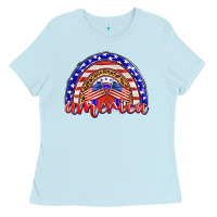 Baby Blue america rainbow Ladies Tee - BarkalooDesign