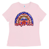 Bubblegum Pink america rainbow Ladies Tee - BarkalooDesign