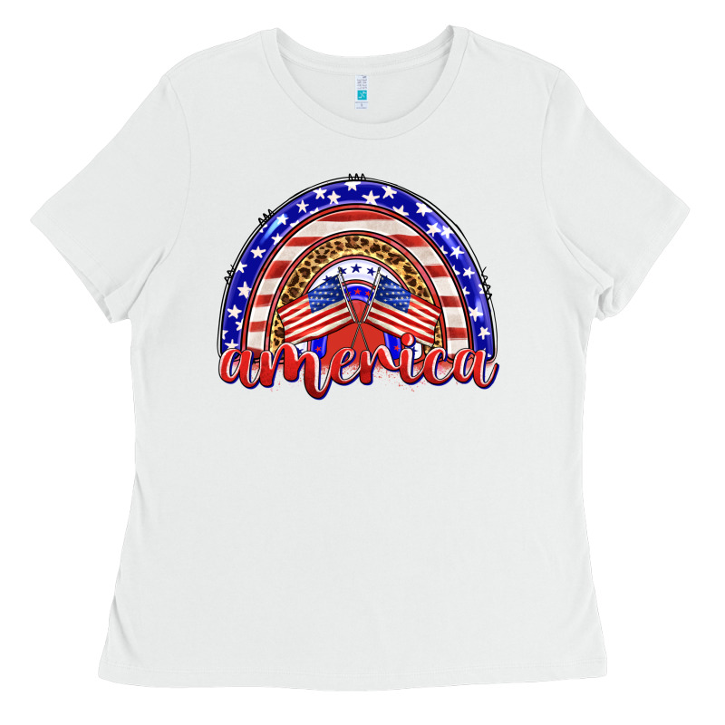 America Rainbow Ladies Tee by BarkalooDesign | Teevron