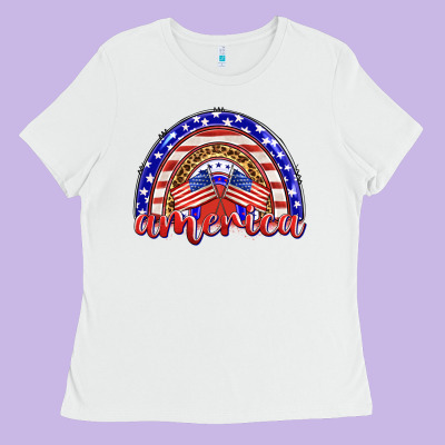 America Rainbow Ladies Tee Designed By Barkaloodesign